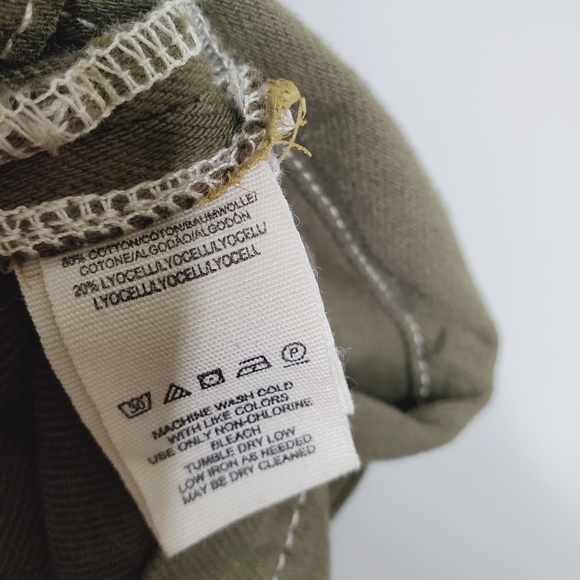 FREE PEOPLE Olive Army Green Splendor in The Grass Olivr Denim Paperbag Skirt 8 - Picture 7 of 7